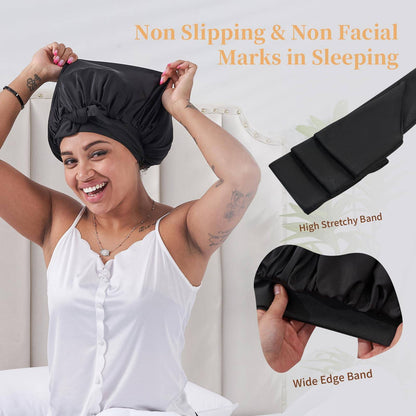 Amounz Bonnet, Satin Hair Bonnet For Sleeping For Wavy Curly Natural Hair