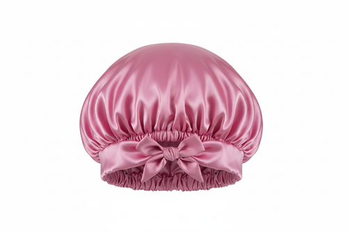 Bonnet en Satin pour femmes, 1 pièce, solide, chapeau de couchage, bande de cravate extensible, Bonnet de douche de nuit élastique, couvre-tête réglable pour femmes rose