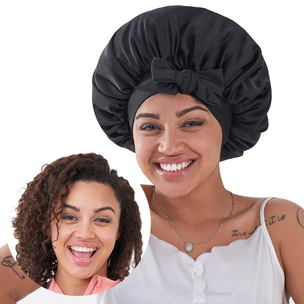 Amounz Bonnet, Satin Hair Bonnet For Sleeping For Wavy Curly Natural Hair