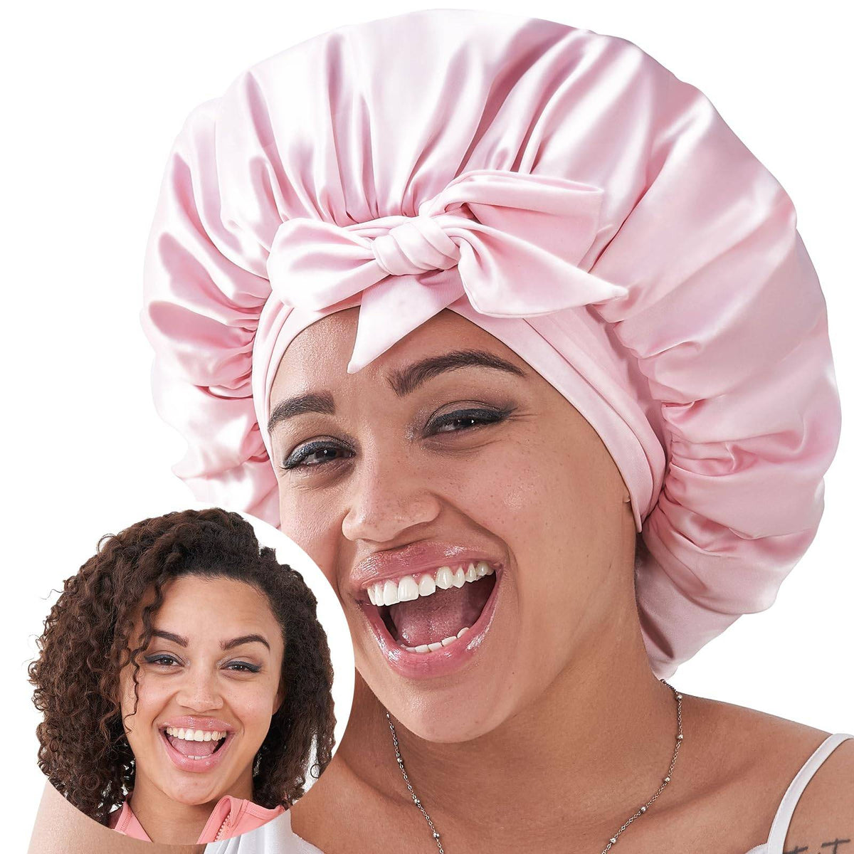 Amounz Bonnet, Satin Hair Bonnet For Sleeping For Wavy Curly Natural Hair